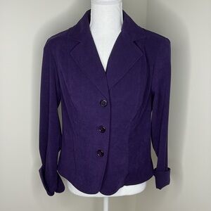 Kim Rogers Dark Purple Plum Blazer.  Size Medium Petite